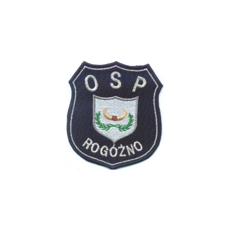 Emblemat OSP z indywidualnym motywem i nazwą miejscowości
