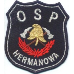 Emblemat OSP z typowym motywem i nazwą miejscowości