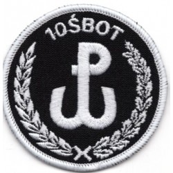 Emblemat 10 ŚBOT na mundur galowy i wyjściowy (wg załącznika do Decyzji Nr77/MON z 10.05.2019 r.)