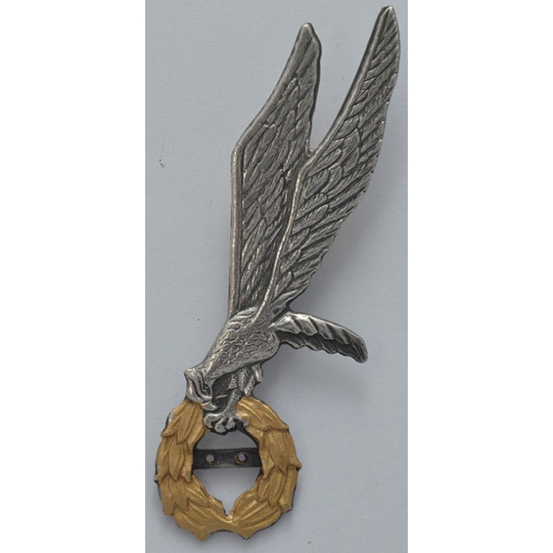 Metalowa odznaka skoczka spadochronowego z belką na liczbę skoków (gapa) ze złotym wieńcem