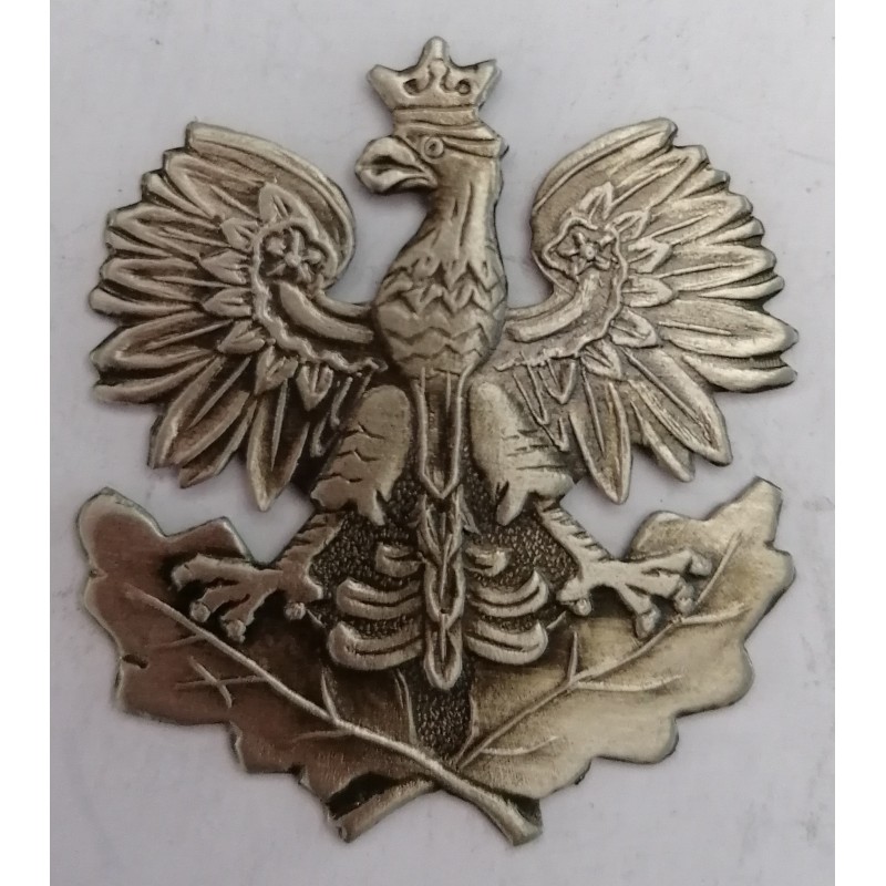 Orzeł metalowy leśnika - na dwóch liściach