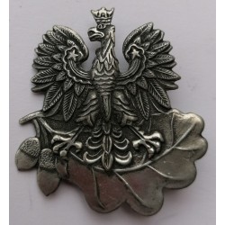 kopia Orzeł metalowy leśnika - na dwóch liściach
