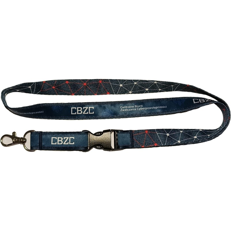 Smycz granatowa CBZC ze sprzączką, nadruk dwustronny - 20 mm