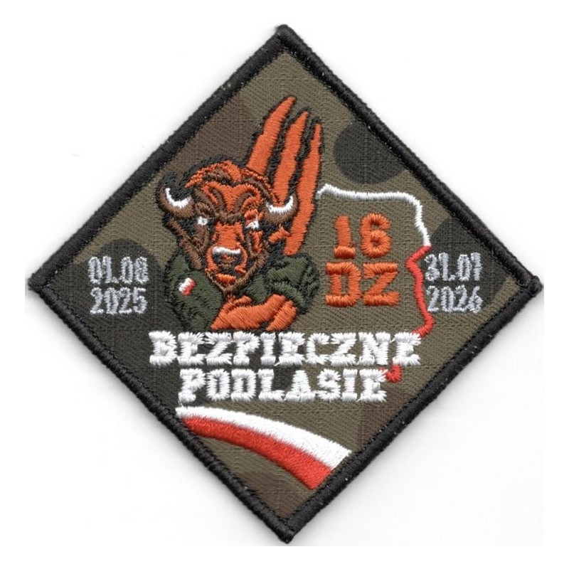 ZZ Bezpieczne Podlasie 16 DZ  - naszywka haftowana (rzep)
